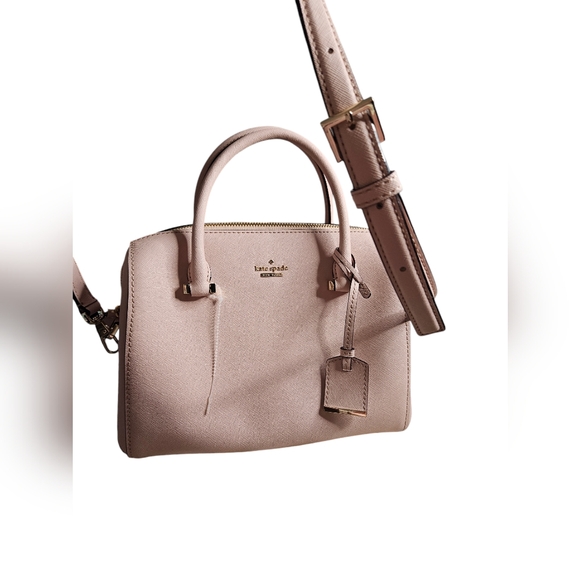 NWOT Kate Spade Blush Pink Crosshatch Leather Satchel Handbag w/ Crossbody Strap - Picture 11 of 16